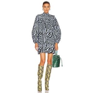 Ganni Printed Cotton Poplin Mini Dress